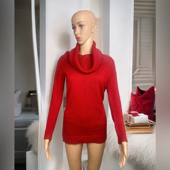Forever 21 Red Cowlneck Long Sleeve Women’s Sweater Slim Fit Size Small - Picture 6 of 10